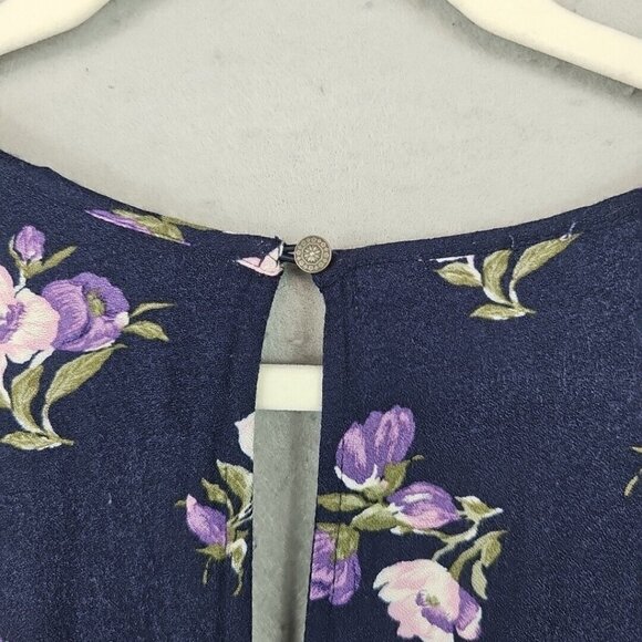 American Eagle Romper Womens XS Navy Blue Floral Viscose V-Neck Comfort Spring - Picture 11 of 12
